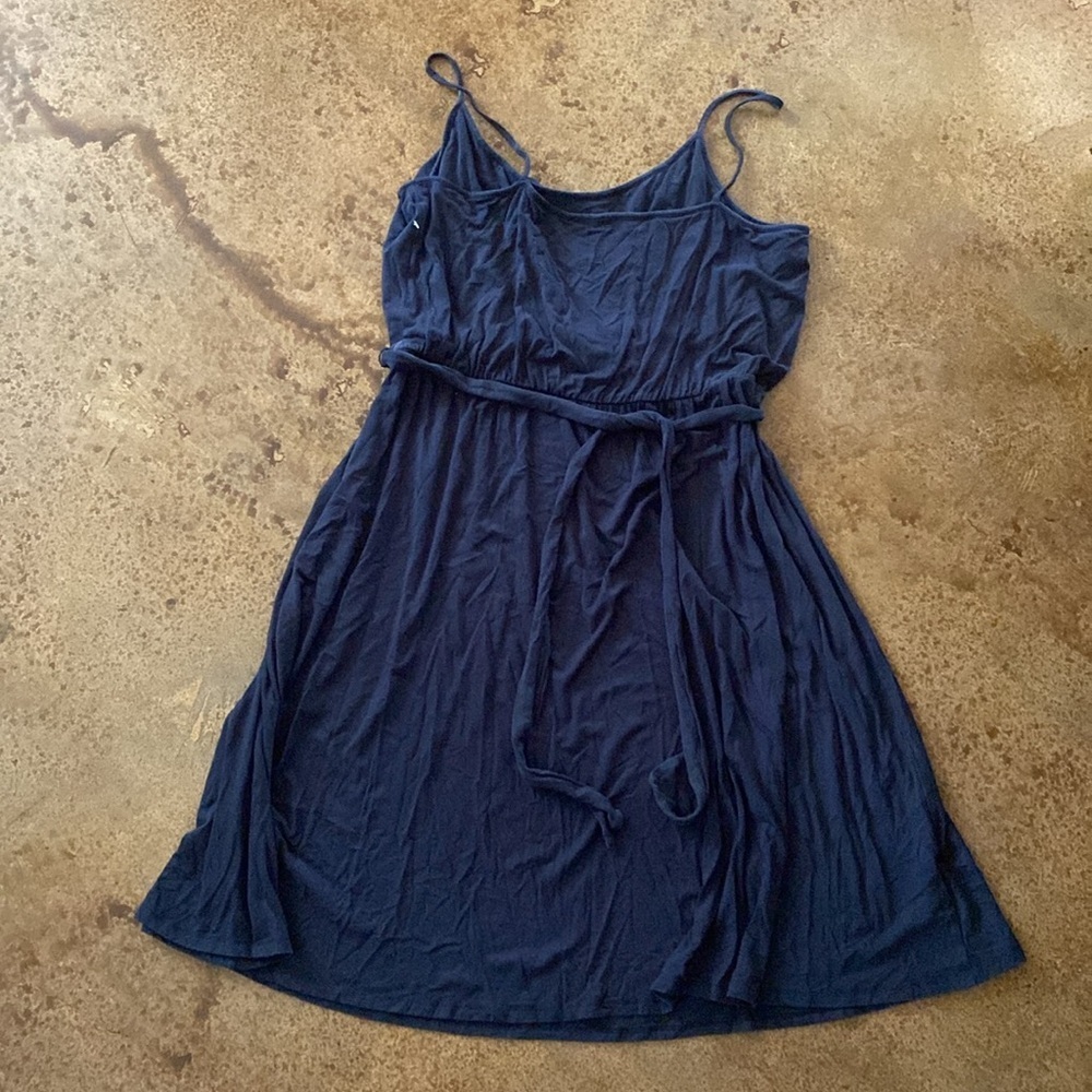 Ann Taylor Loft black modal knit belted spaghetti strap sleeveless midi dress - Picture 5 of 6